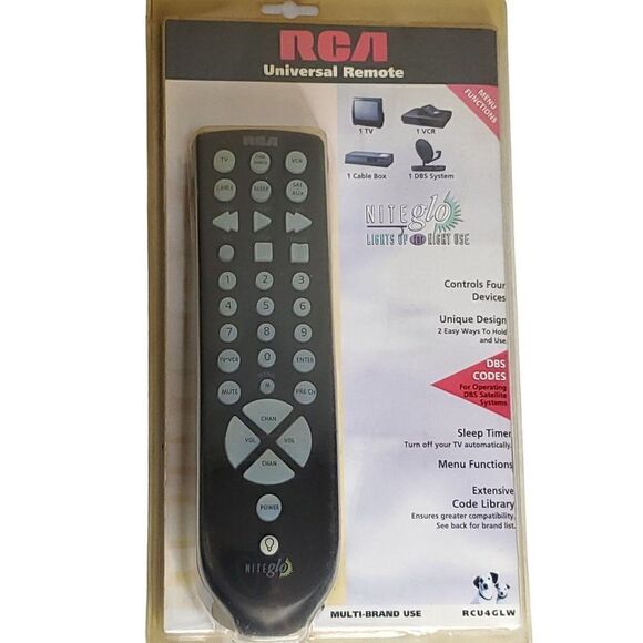 Vtg '99 RCA Universal Remote Control Niteglo 4 TV Devices VCR Cable DBS Codes - Picture 1 of 5